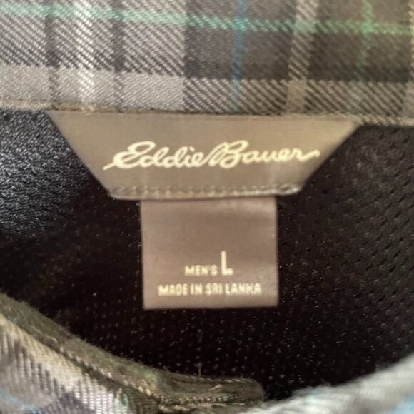 Mens Eddie Bauer Button Down Shirt Size L Plaid Double Pocket u - Picture 8 of 9